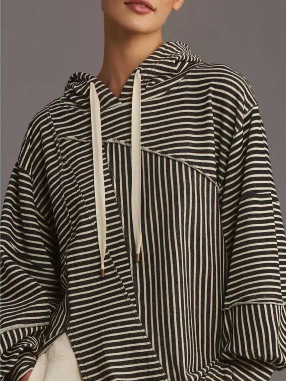 Pilcro Black & White Striped Hooded Jacket